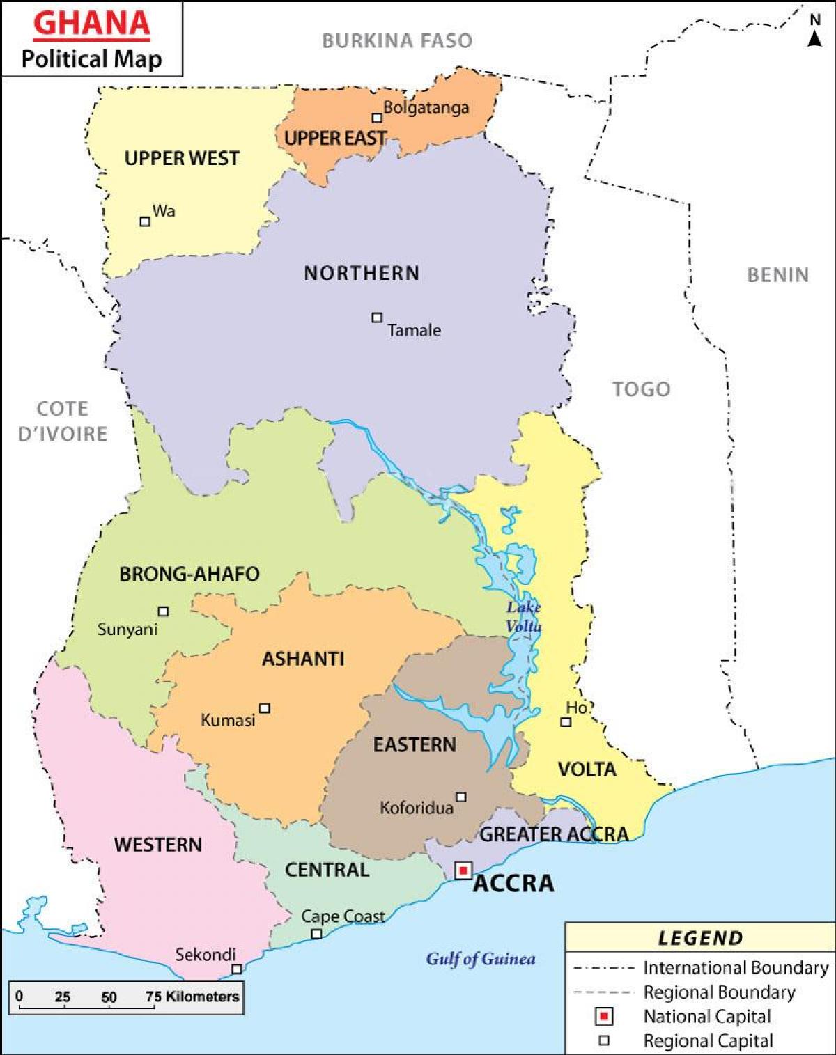 الخريطة السياسية غانا