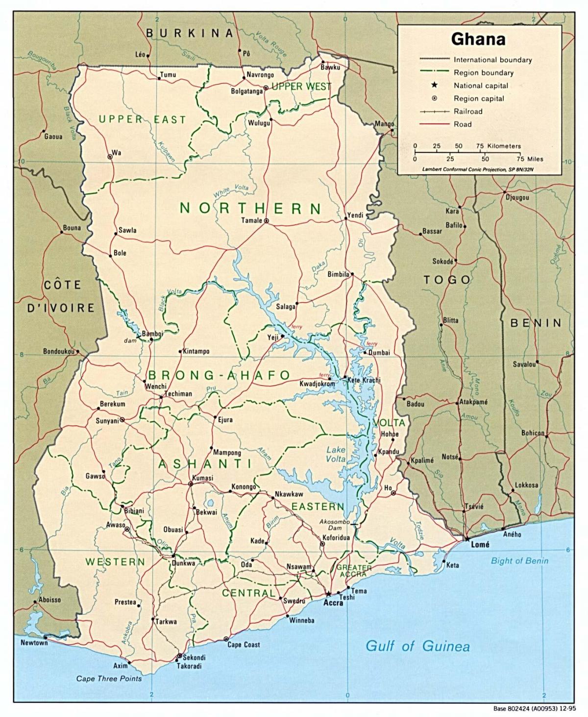 غانا خريطة المدن والبلدات