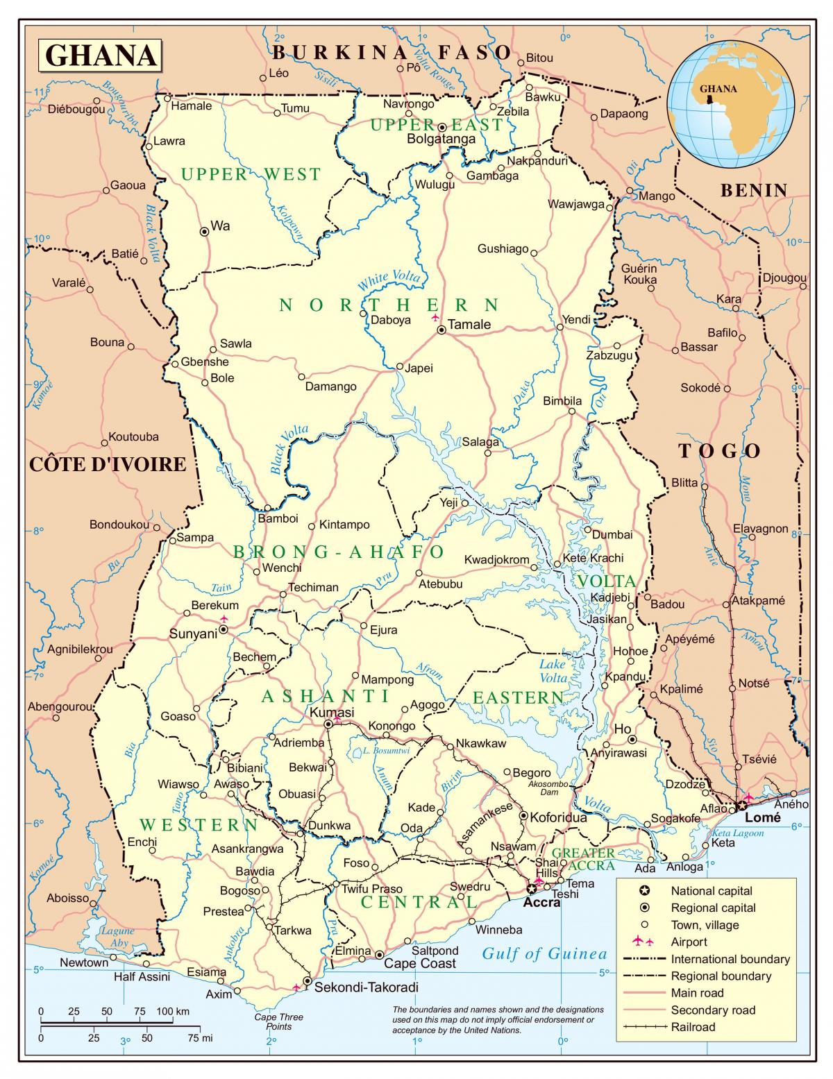 خريطة مفصلة غانا