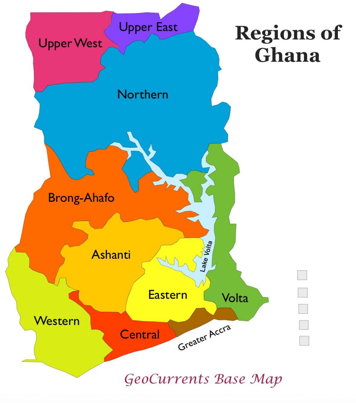 خريطة غانا تظهر المناطق