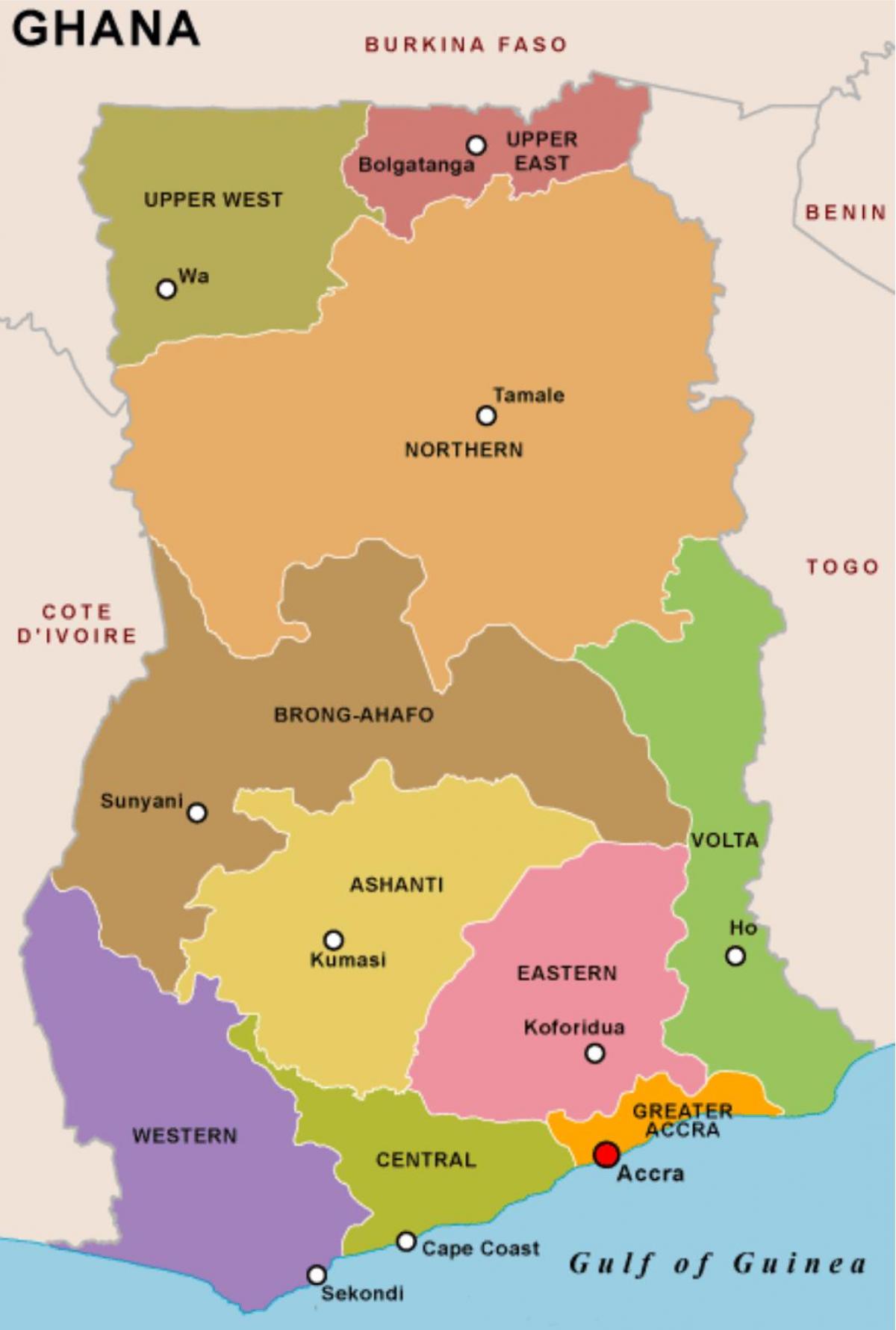 غانا خريطة المناطق